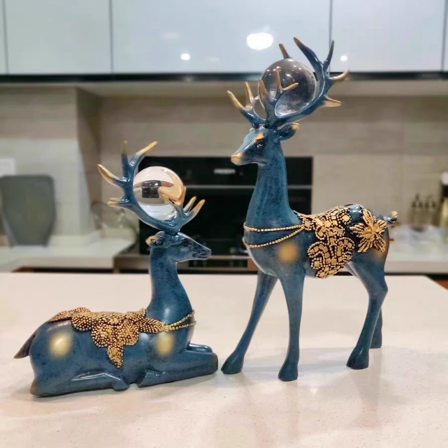 【YY】一鹿相随摆件客厅电视柜酒柜工艺品创意家居装饰品麋鹿