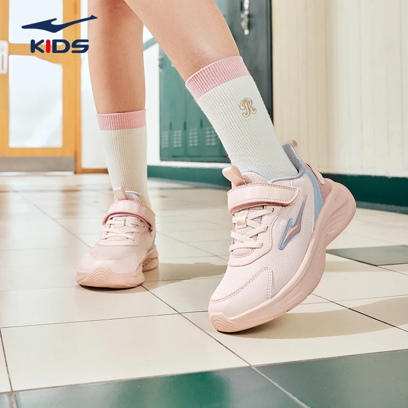 鸣鸥2|鸿星尔克女童鞋子2025新款网面轻便儿童运动鞋软弹大童跑鞋