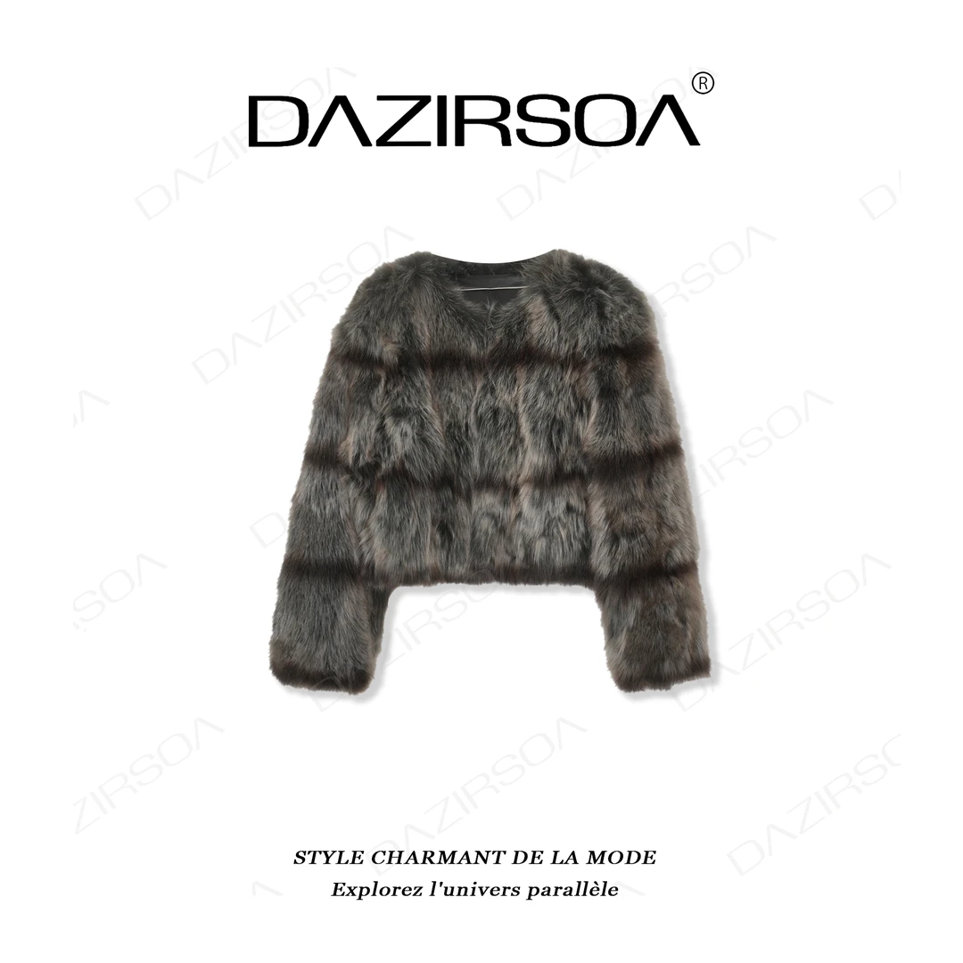 DAZIRSOA/达姿“虚实之间” 小众设计拽姐风贵气狐狸毛外套 U693