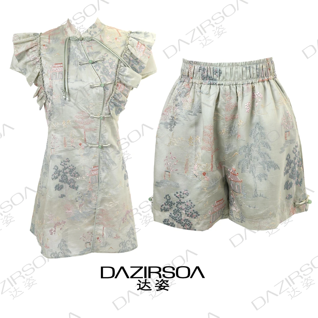 DAZIRSOA/达姿原创新中式国风山水刺绣套装 L111