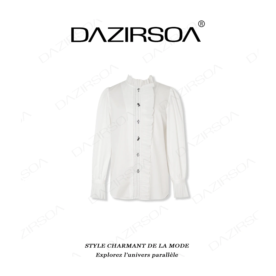 DAZIRSOA/达姿“自在柔韧” 气质优雅宫廷风立体花边衬衫 U266