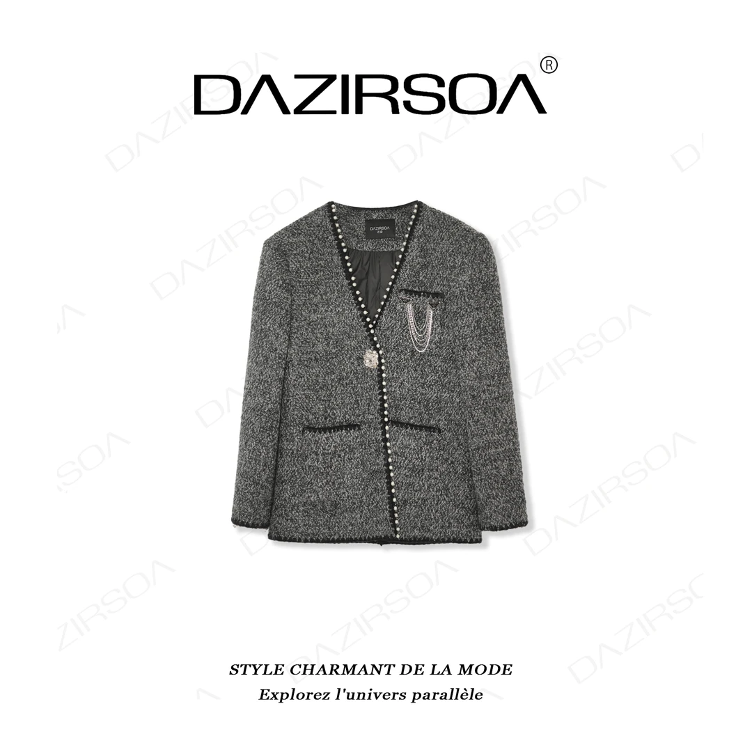 DAZIRSOA/达姿“自在通勤” 时尚百搭拼接珍珠小香羽绒服外套 U023