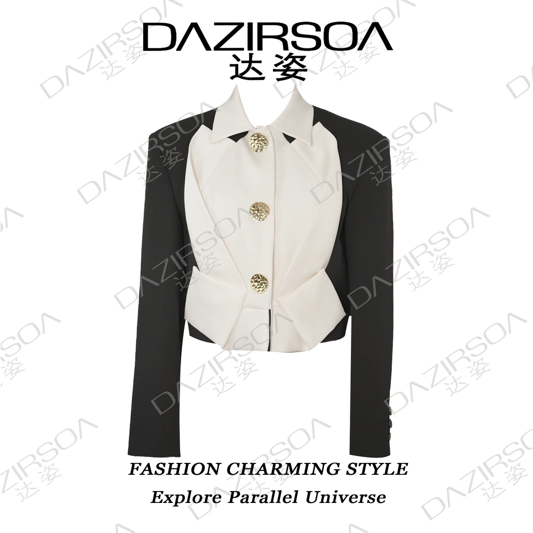 24A/W //抢占先羁// 摩登千金黑白拼色短小香外套 T603