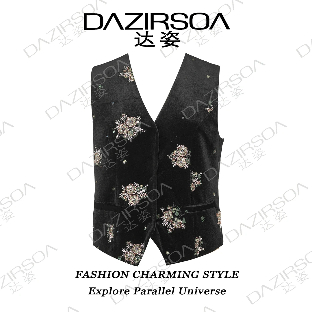 DAZIRSOA/达姿24A/W // ”矜贵优雅" 蝴蝶钉珠丝绒轻奢马甲 S957