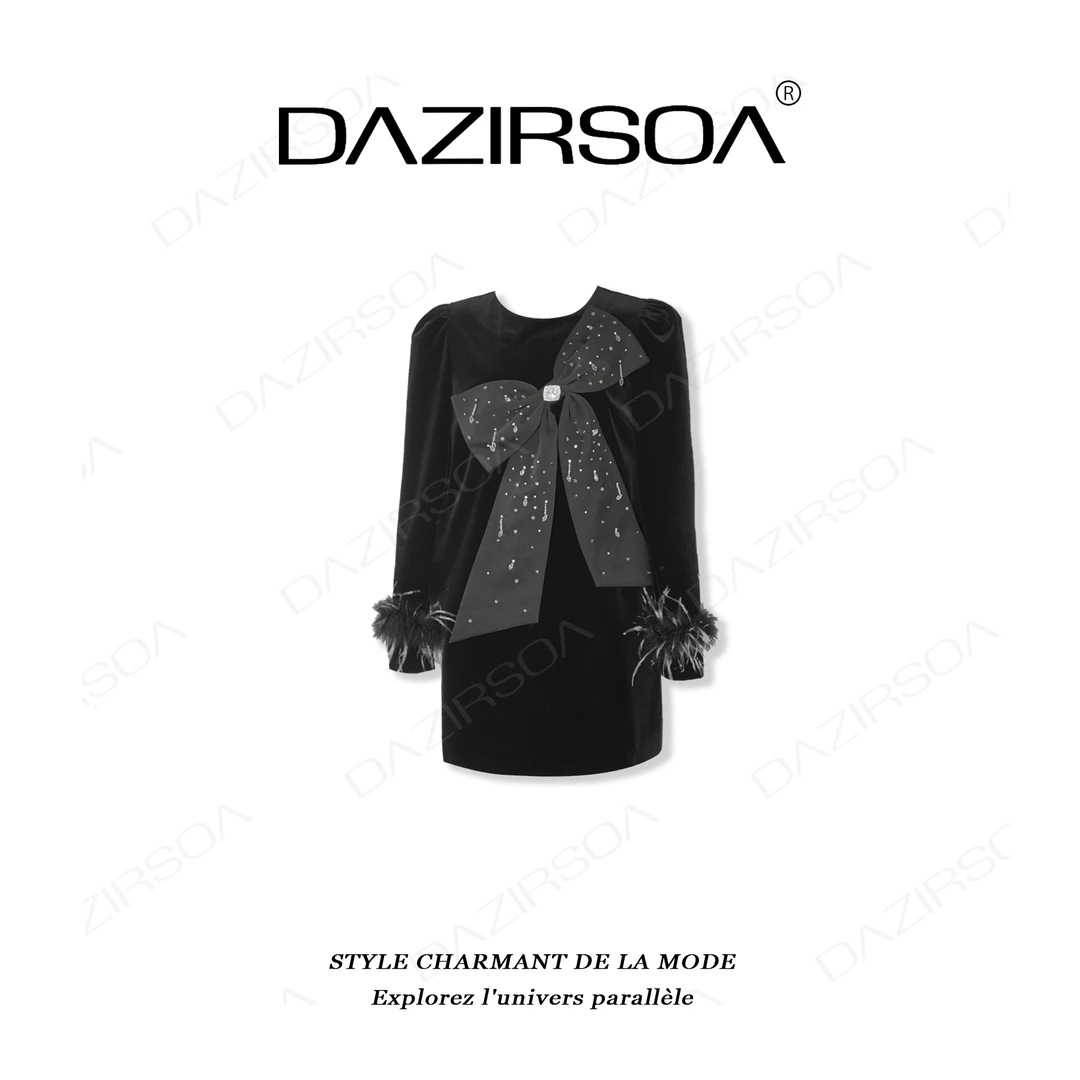 DAZIRSOA/达姿“由内而外” 拼接立体蝴蝶结洋气卫衣裙 U983