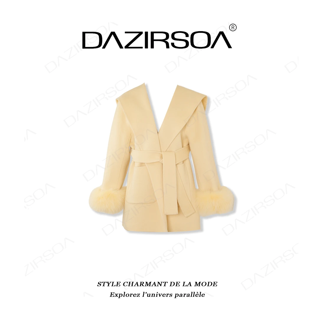 DAZIRSOA/达姿“优雅出挑”时尚百搭海军领洋气大衣外套 W308