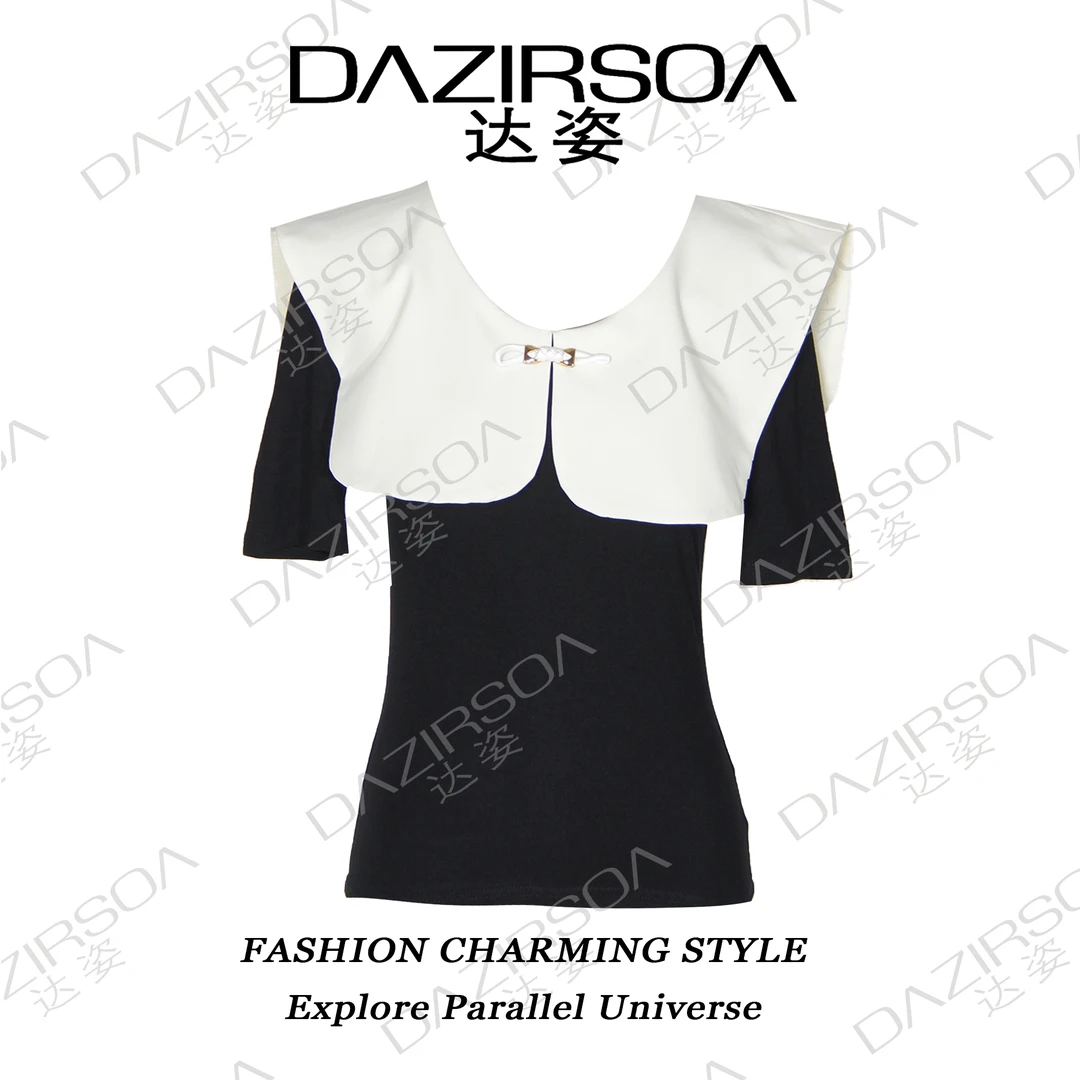 原创设计气质海军领短袖上衣 R778