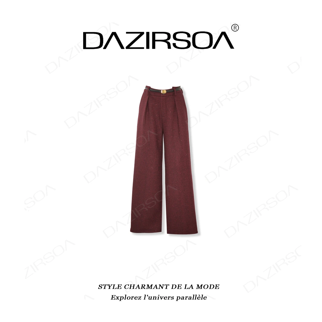 DAZIRSOA/达姿“哲学诗人”时尚百搭洋气烫钻直筒休闲裤 U798