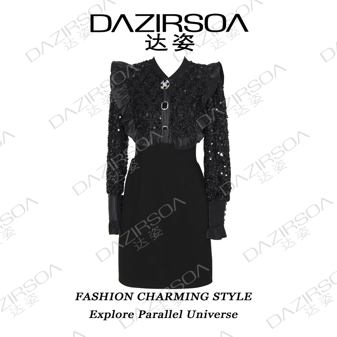 "Starry Night" 宫廷风重工亮片收腰连衣裙 P206