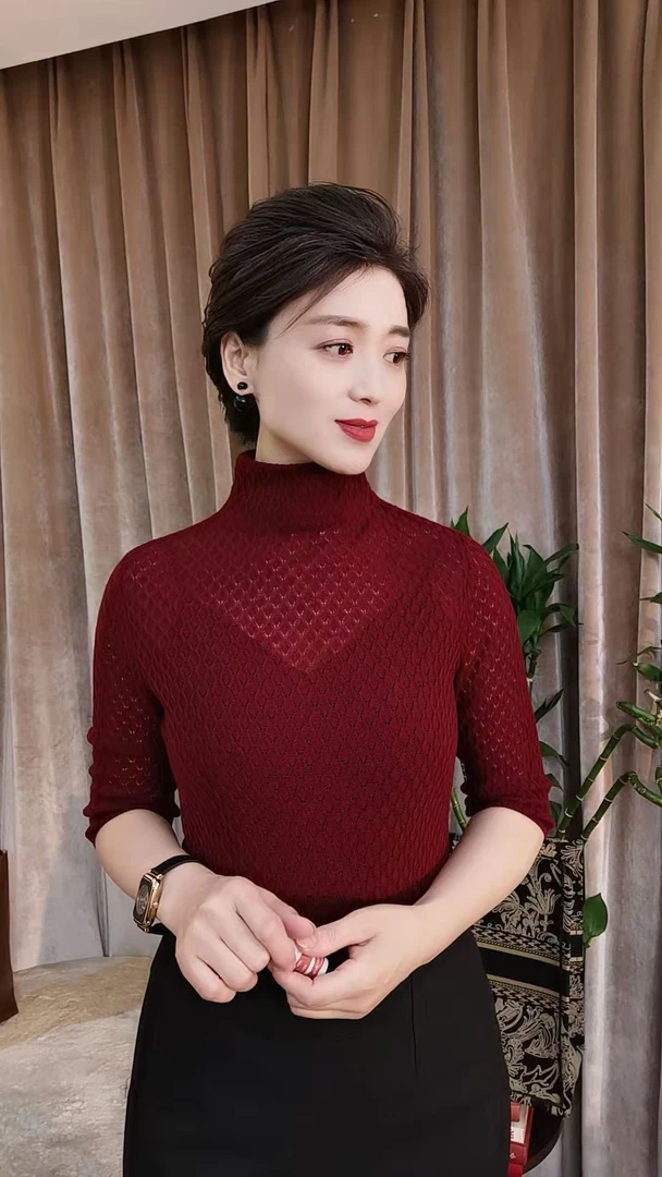 柏澜【镂空打底】长袖针织衫显瘦气质网红洋气短款时尚百搭修身