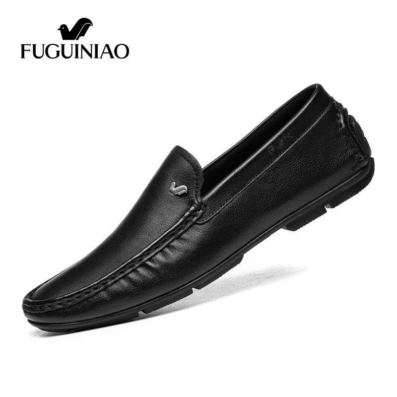 富贵鸟豆豆鞋男青年软皮软底乐福鞋休闲男士套脚皮鞋一脚蹬男鞋子