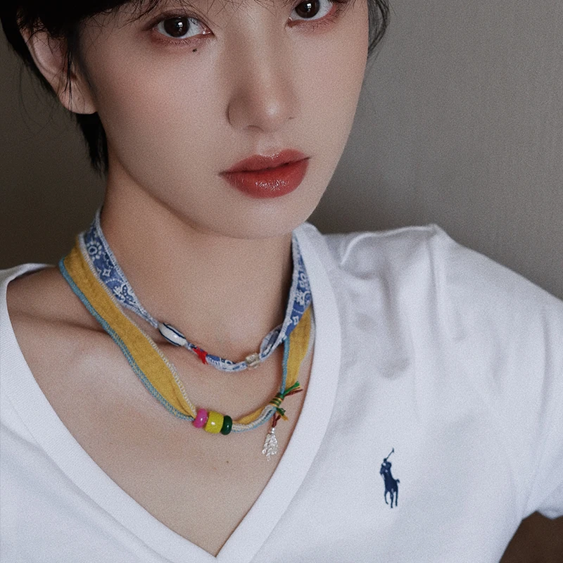 STUNNING MOMO 非金属布艺项链 棉麻布艺项链民族风百搭缠绕项链