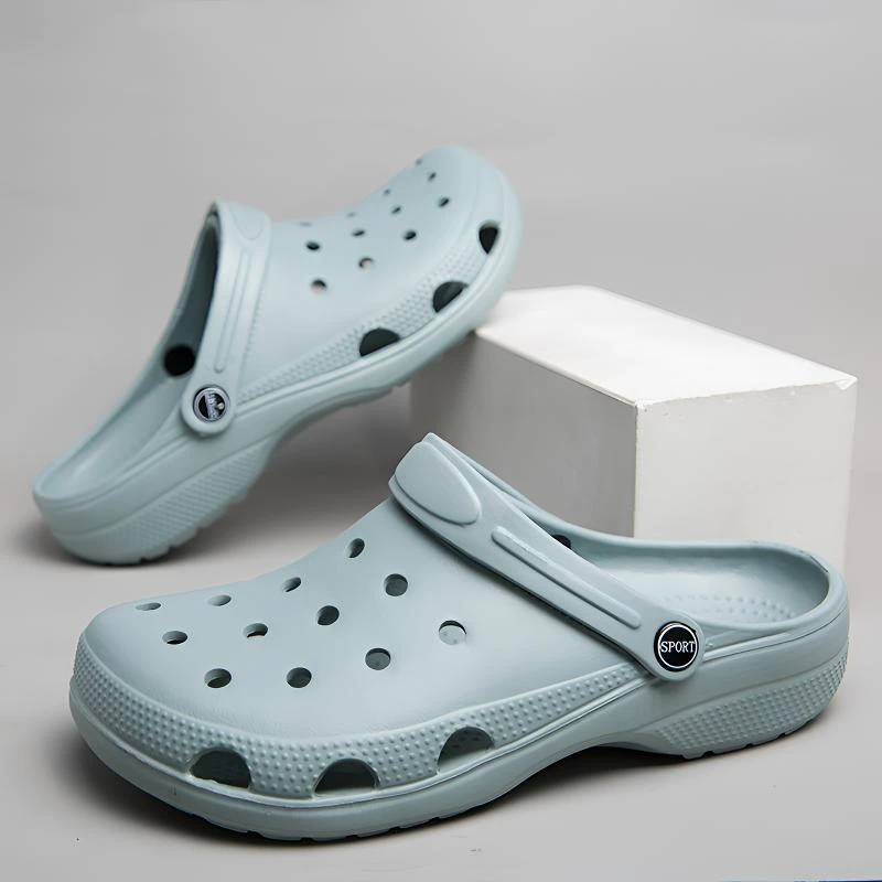 洞洞鞋男款外穿凉拖夏季新款纯色简约凉鞋包头拖鞋大码 46 47 48