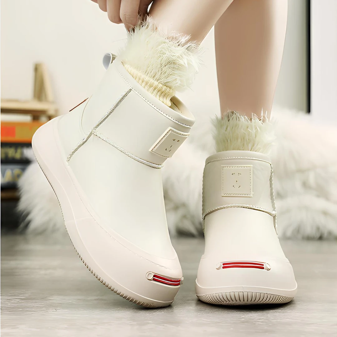 时尚百搭防水雪地靴女冬季保暖加绒加厚高帮户外皮面短靴男士休闲