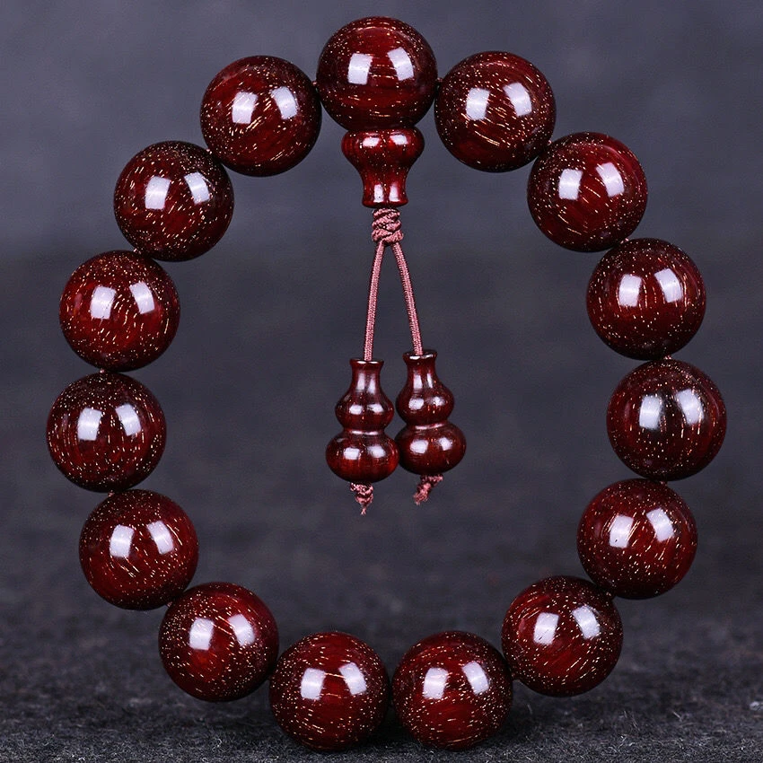 厂家直销批发小叶紫檀佛珠手串1.5×15颗金星男女款念珠手串工艺