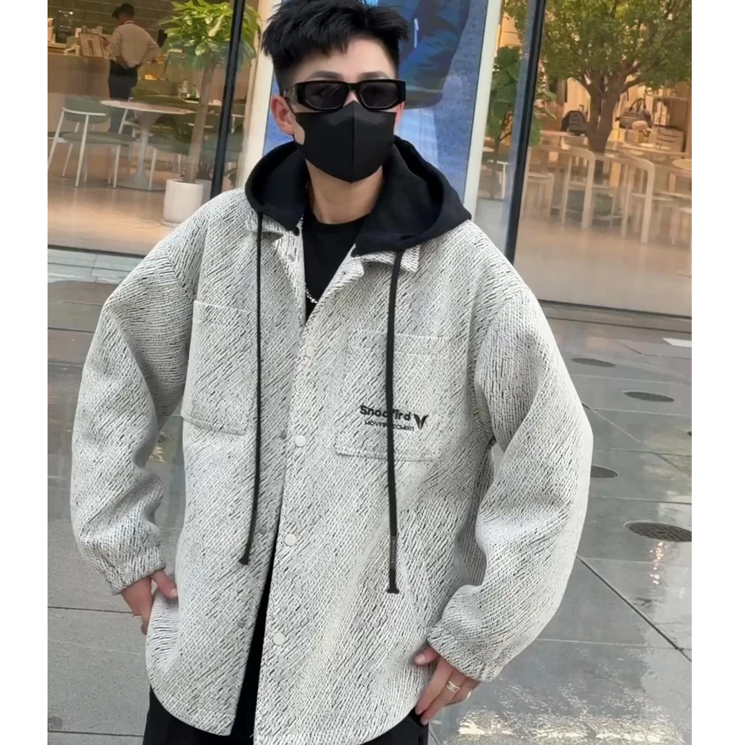 时尚潮流连帽刺绣潮牌宽松青少年新款加厚帅气夹克休闲外套衣服