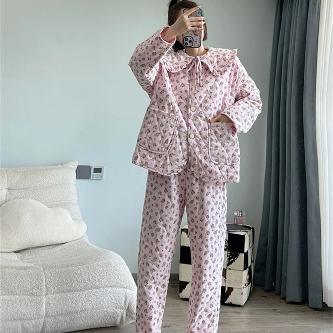 pinkgrape【香铃】薄棉睡衣2024年新款女士秋季纯棉家居服2478959