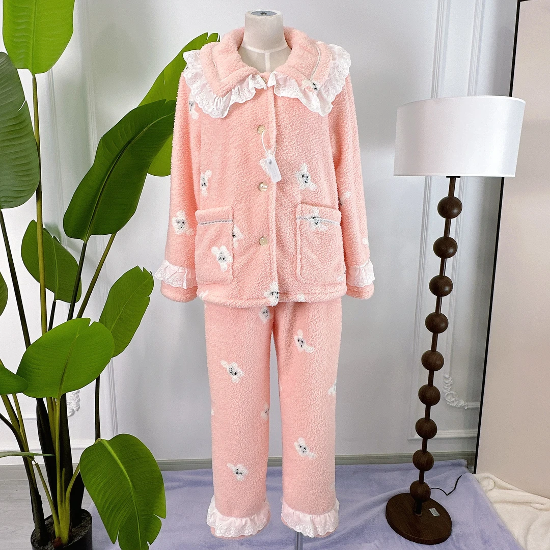 pinkgrape2024新款睡衣女士秋冬加厚雪花绒长袖家居服2478533