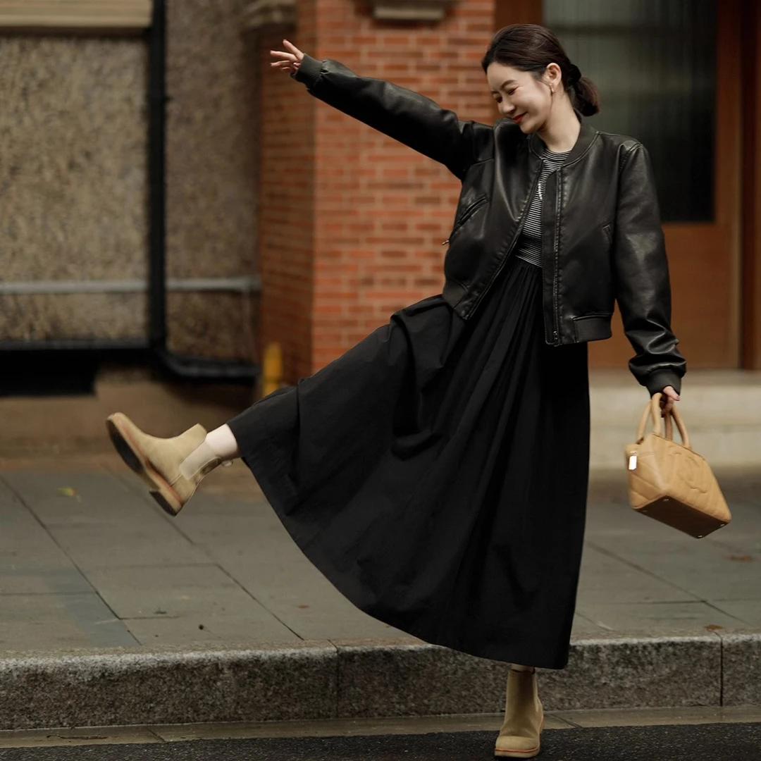 莉贝琳sisy天鹅湖连衣裙芭蕾风长袖浪漫拼接气质显瘦长裙182058