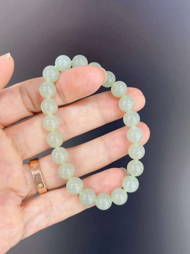 天然和田青玉手串女款8mm和田玉手链节日生日礼物