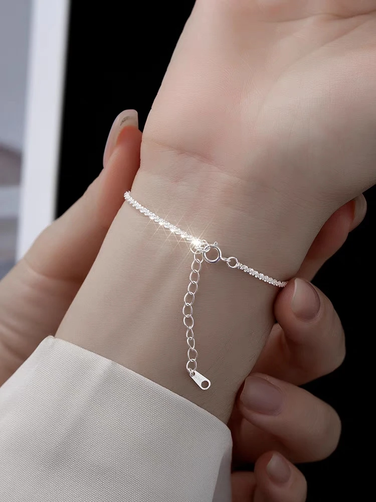 足银手链 990纯银手链小众设计满天星手链韩版时尚百搭款