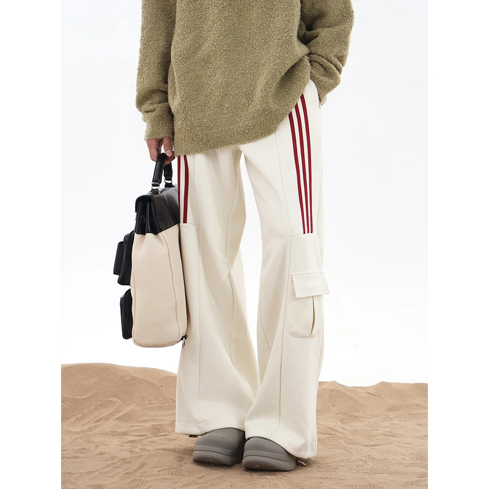 JUMPNEXT国潮美式复古休闲运动裤男女潮牌三条杠宽松vibe阔腿长裤