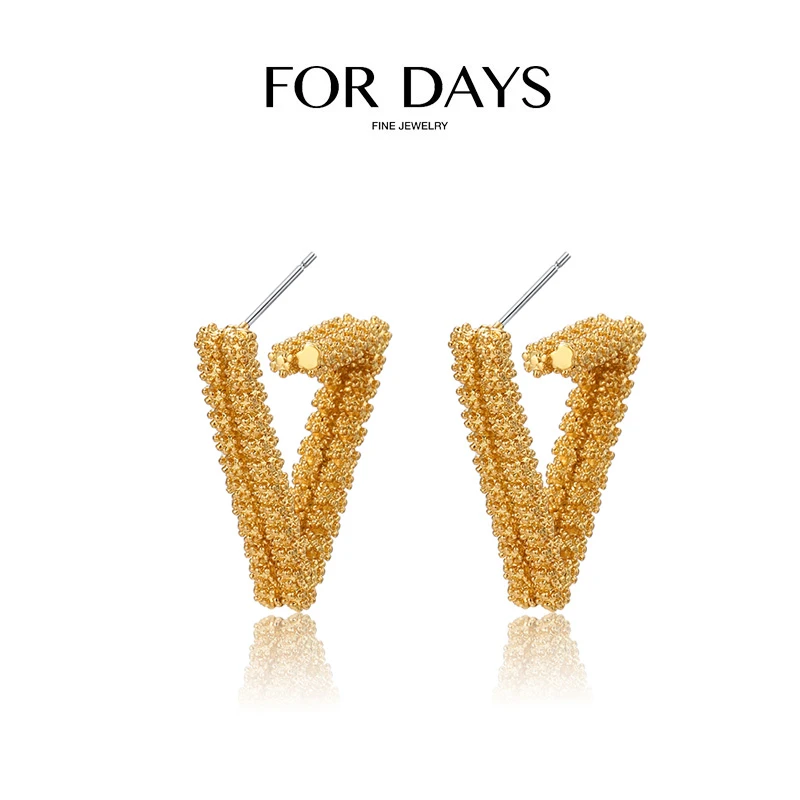 铜合金耳饰 FOR DAYS  复古V形耳环