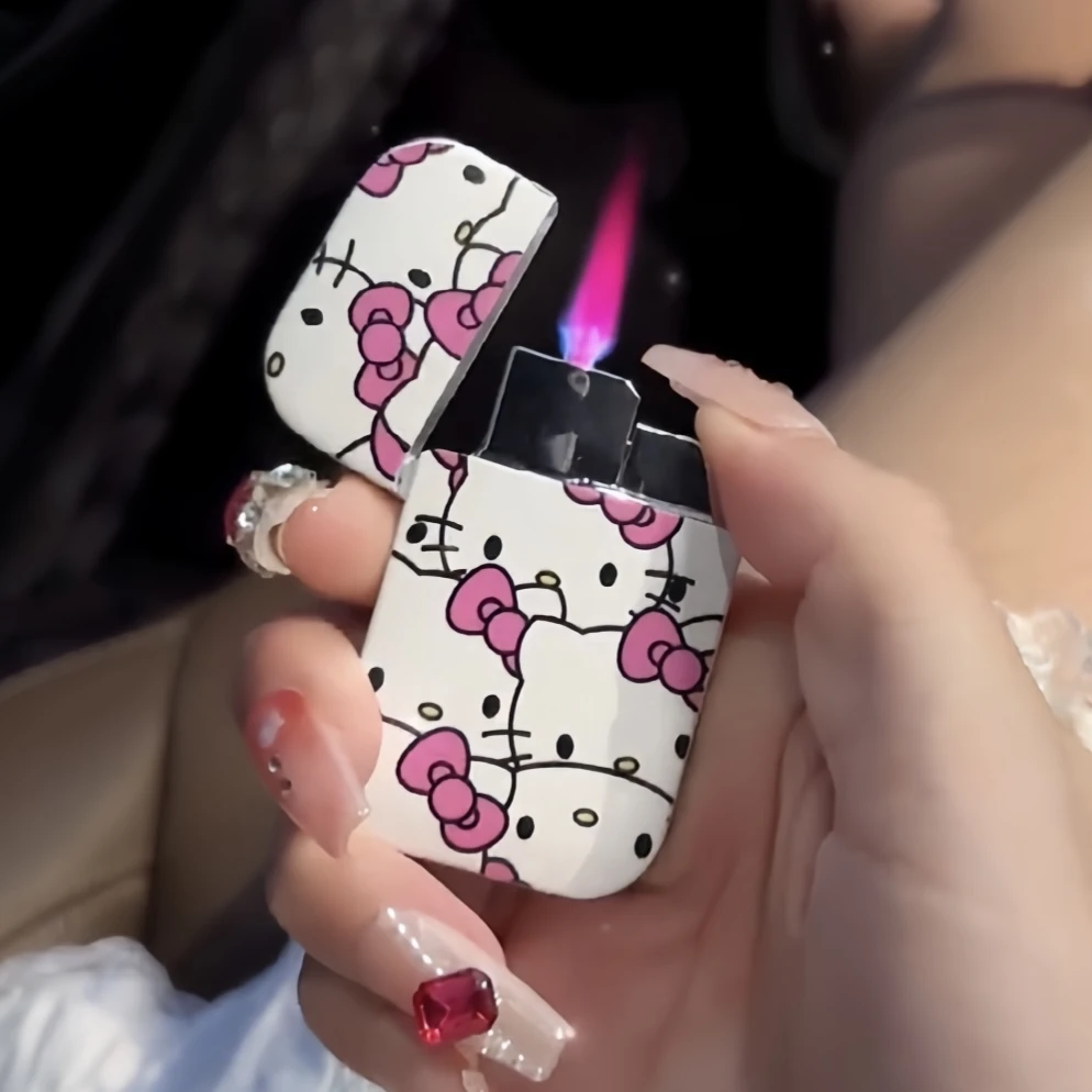 我猫呢/网红HelloKitty可爱粉色少女心KT猫控卡通创意防风打火机