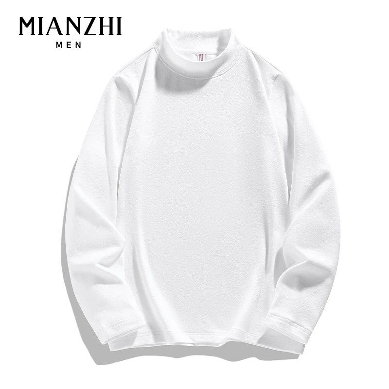 棉致2024新款加厚德绒打底衫男士秋冬情侣内搭美式半高领套头上衣