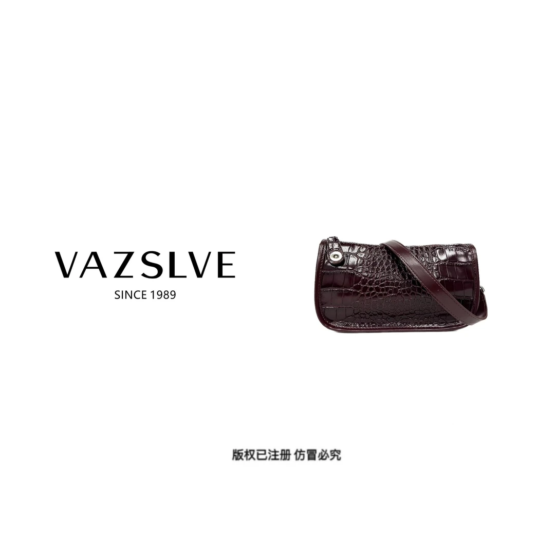 VAZSLVE/秋冬新款真皮复古休闲百搭款斜挎包#M-3120-1-酒咖色