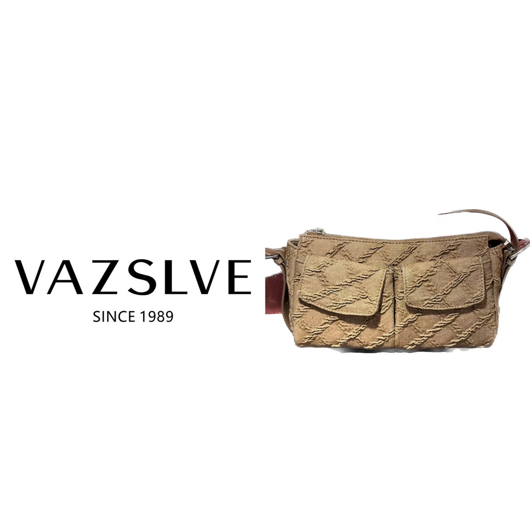 VAZSLVE/秋冬新款黑色轻奢时尚菱格肩包斜挎包#OS9094-咖啡色
