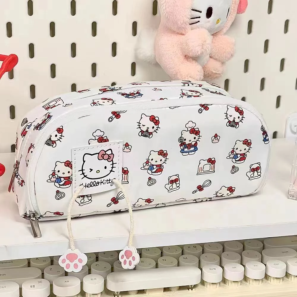 凯蒂猫笔袋高颜值女生笔袋ins学生大容量双层网格