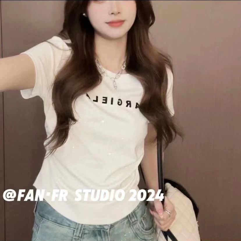 满天星褶皱设计感短袖显瘦遮肉百搭t恤