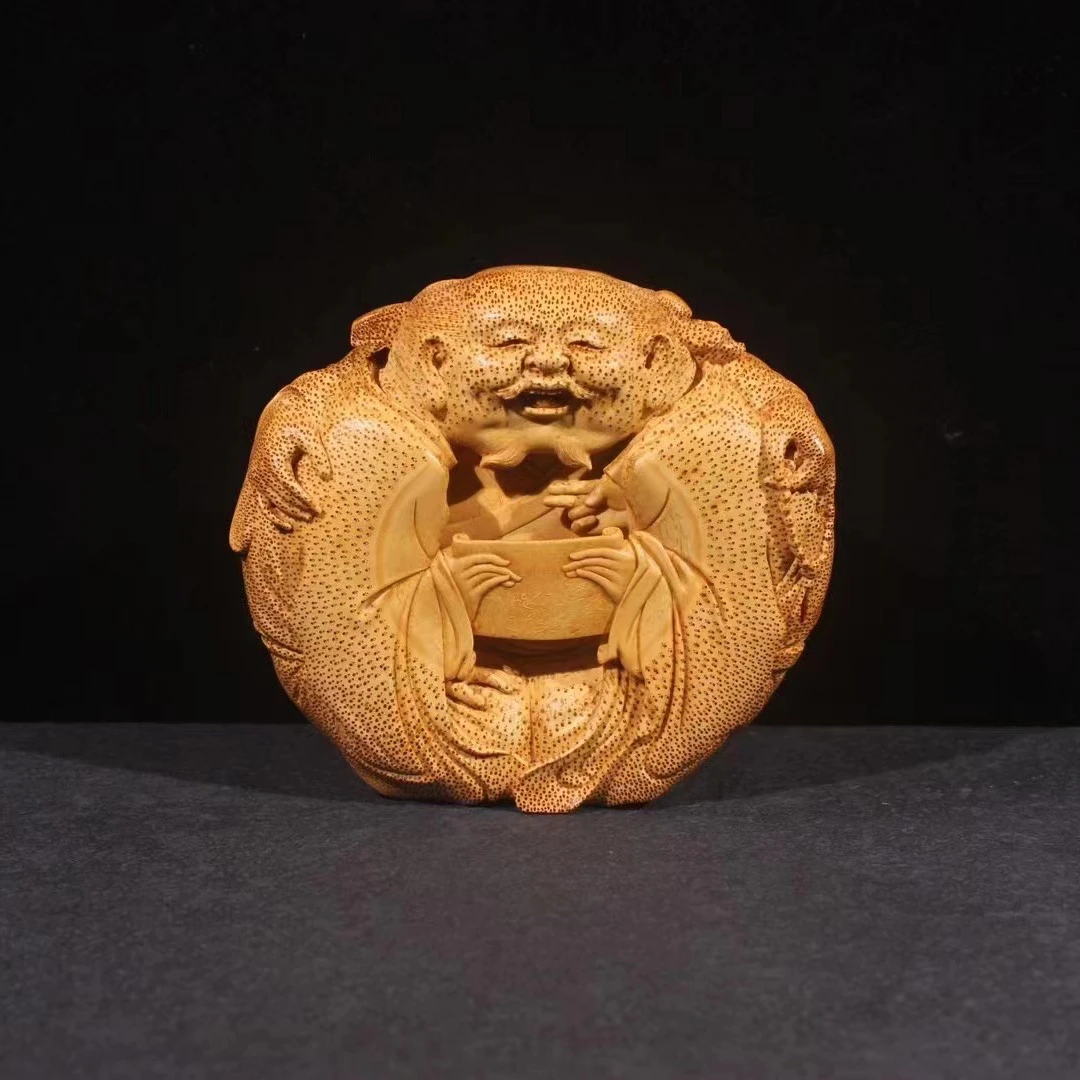 一团和气 竹根雕 厉鹏强作品 纯手工雕刻人物摆件