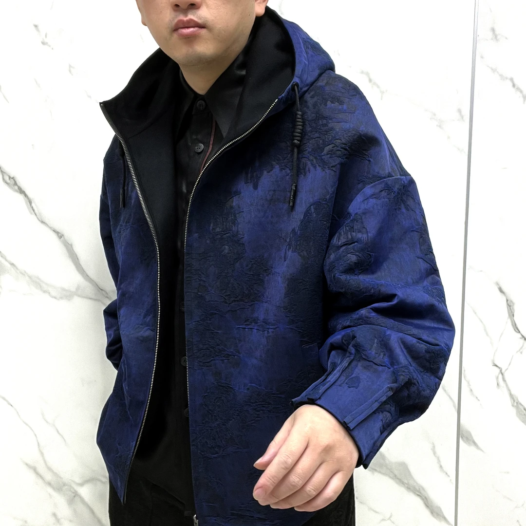 锦油绸桑蚕丝香云纱50姆咪男士秋冬运动户外休闲情侣连帽防风