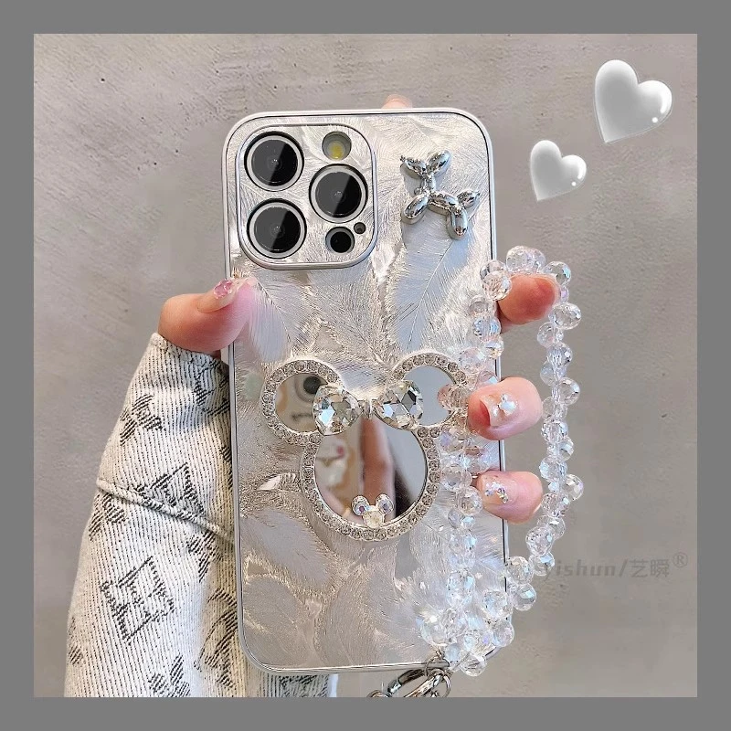 可爱米奇镜子苹果16promax手机壳15女款网红14高级感13可爱