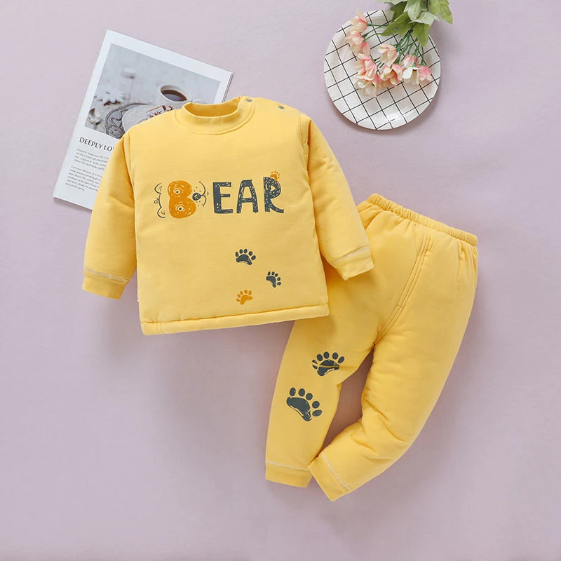 儿童保暖内衣套装宝宝棉冬季防寒两件套秋冬季中领加厚0-3岁家居