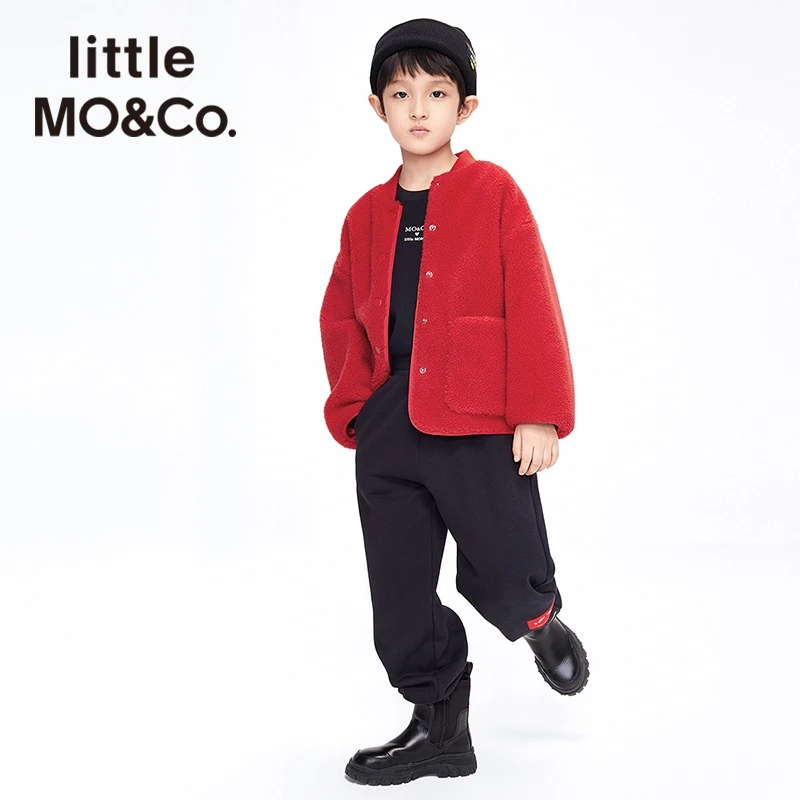 拜年服littlemoco童装仿羊羔毛加厚外套儿童短款夹克#KBB1COT003