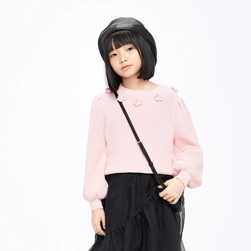 little moco童装春夏装新款女童灯笼袖毛衣甜美风 #KBB1SWT008