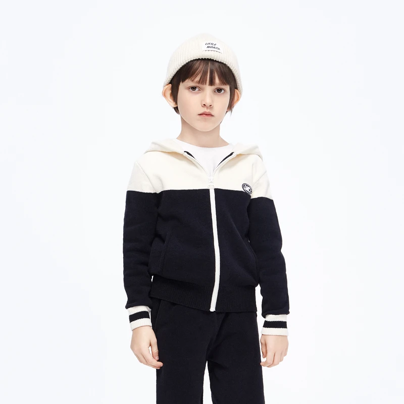 little moco童装23秋新款男女童长袖连帽针织夹克外套#KBC3CAR012