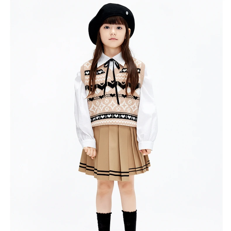 littlemoco童装春秋装男女童费尔岛毛衣新年红针背心#KBC1SWT015