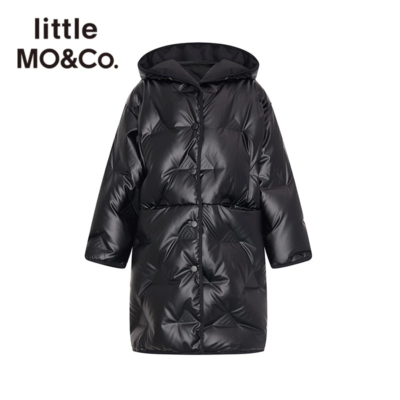 little moco童装冬装90白鸭绒中长款连帽保暖羽绒服#KBA4EIN036