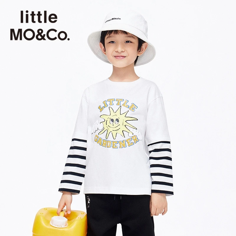 little moco童装春秋季新款男女童纯棉长袖印花T恤#KBB1TEET26