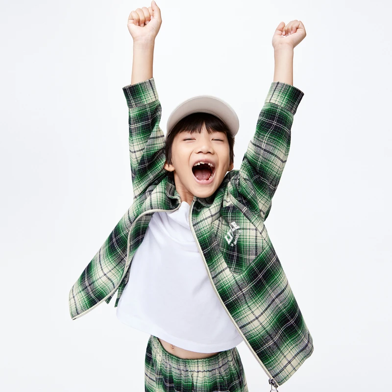 littlemoco童装春装新款男童格纹长袖衬衫拉链外套#KBD1SHT002