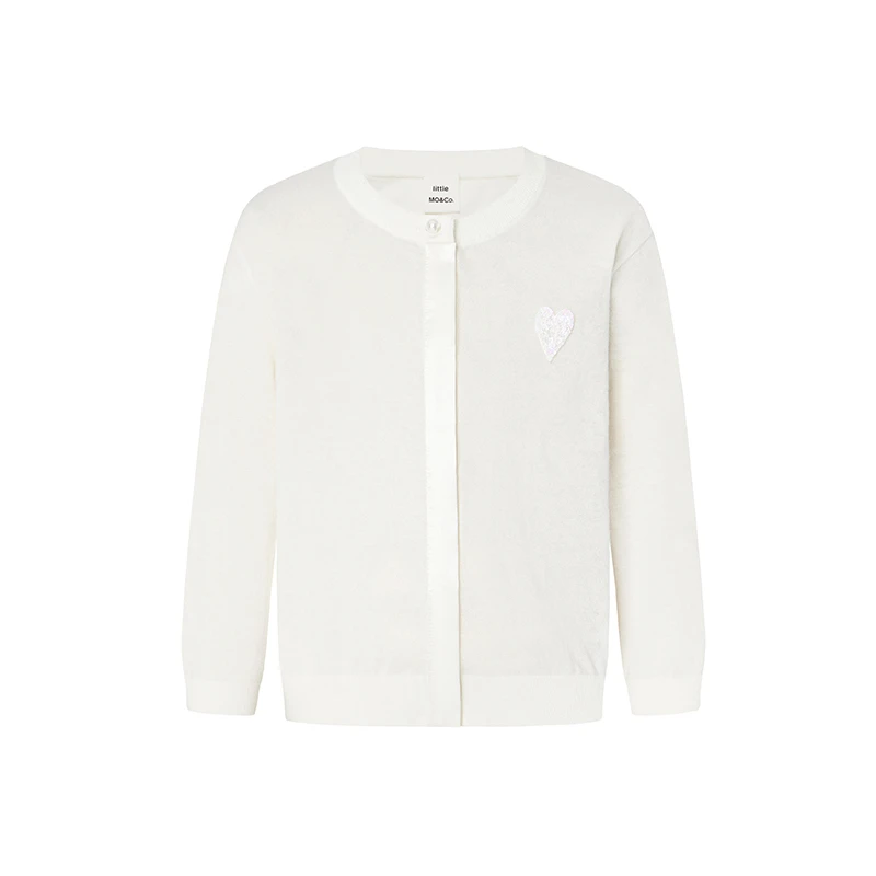 little moco童装春夏装新款女童棉爱心针织开衫外套#KBC2CAR002