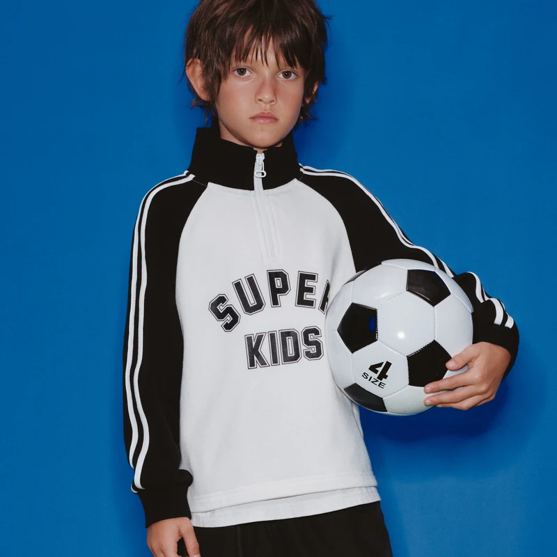 littlemoco童装秋新款男女童半开胸插肩袖长袖卫衣#KBD3SWS021