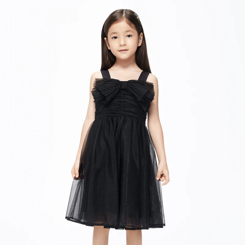 little moco童装夏装新款女童网纱无袖蝴蝶结连衣裙#KBC2DRS002