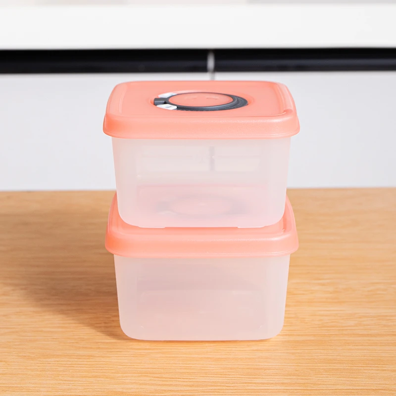 精铸时空溯源小鲜盒粉白400ML*2冰箱冷冻日期记录保鲜盒