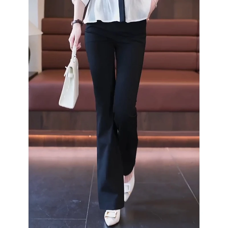 喇叭裤女2025新款夏季显瘦垂坠感西装裤显高气质九分女裤微喇裤子