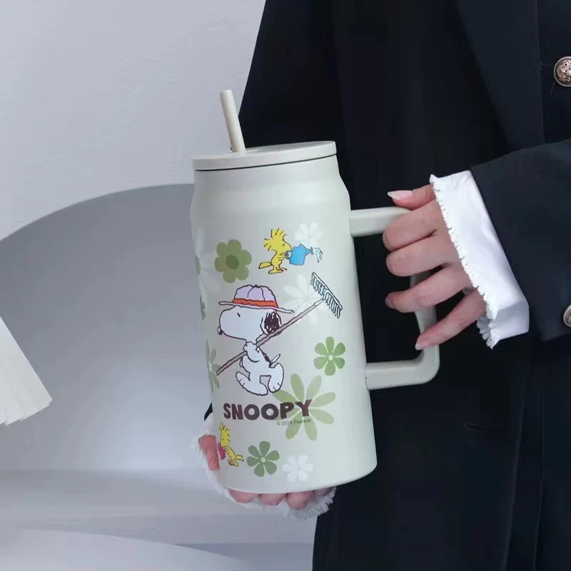 XA983 狗狗畅饮把手保温杯304不锈钢杏仁色1500ML